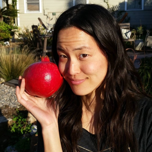 Thanksgiving 2015_08_Nury with Giant Pomegranate